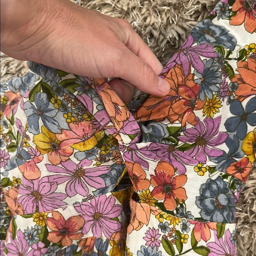 Floral midi Sundress in Pink, Orange & Green - Picture 2 of 4